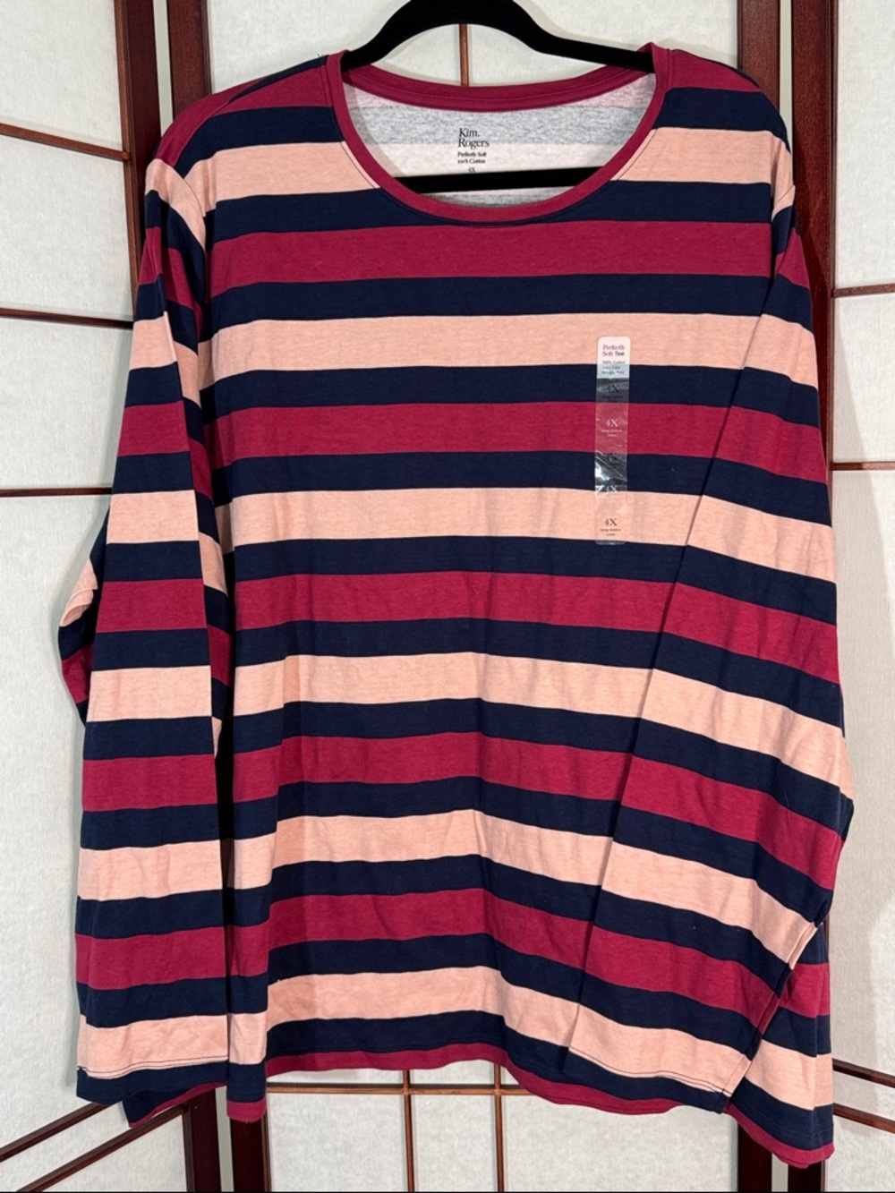 Kim Rogers Long Sleeve Striped Tee in Navy, Maroon, Blush